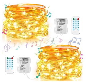 Waterproof <strong>LED</strong> Fairy <strong>Lights</strong> <strong>with</strong> Music Sound Control 5M 10M Battery Operated 8 Modes <strong>Timer</strong> <strong>String</strong> Copper Remote for Christmas - Product Image 2