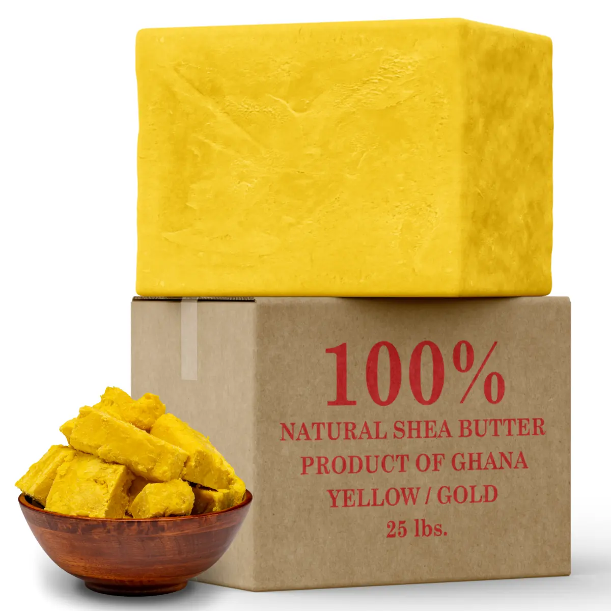 HL - Pure Yellow Brick Shea butter Unraffinierter Großhändler, 1kg, Bulk Raw Ghana Shea butter Bio für Körper creme & Lotion