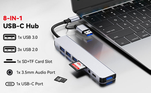 Extensor USB 8 en 2 para estación de acoplamiento, lector de tarjetas TF/SD, salida de Audio de 3,5mm para MacBook, iPad Pro, interfaz USBA 3,0 - Product Image 5