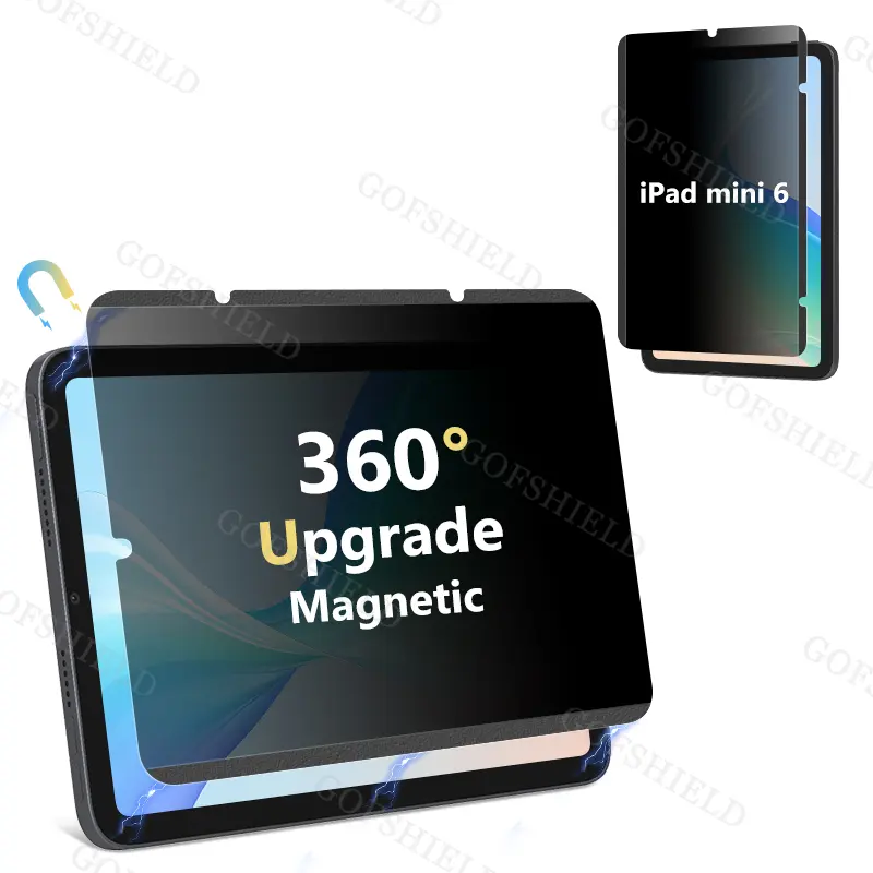 IPad mini用360度6インチタブレットプライバシースクリーンプロテクターiPad用磁気リムーバブル4ウェイアンチスパイスクリーンフィルム