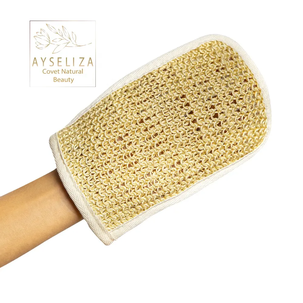 Sisal Cotone Misto A doppia Faccia Da Bagno Guanto Da Ayseliza Turco Bellezza Esfoliante Lavaggio Peeling Del Corpo Mitt Rimuovere La Pelle Morta