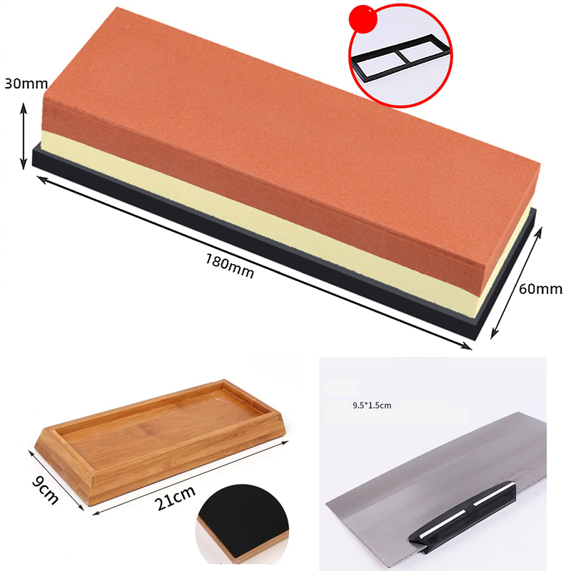 Piedra roja y amarilla + Base de bambú + Set de fijación