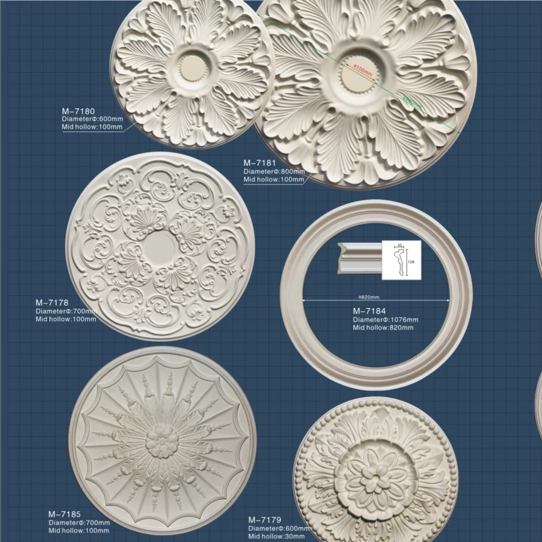 Medallones de techo de poliestireno, múltiples formas, redondos, de cornisas pu
