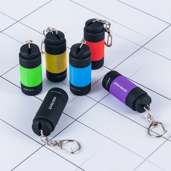 Mini porte-clés de poche torche USB Rechargeable lampe de poche LED lampe de poche imperméable porte-clés lumière de poche torche porte-clés torche