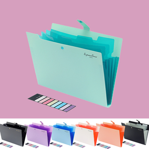 Carpetas de archivos expandibles portátiles de 5 bolsillos, organizador de documentos impermeable multicolor, sistema de acordeón de botones, carpeta A4, bolsa de archivos - Product Image 2