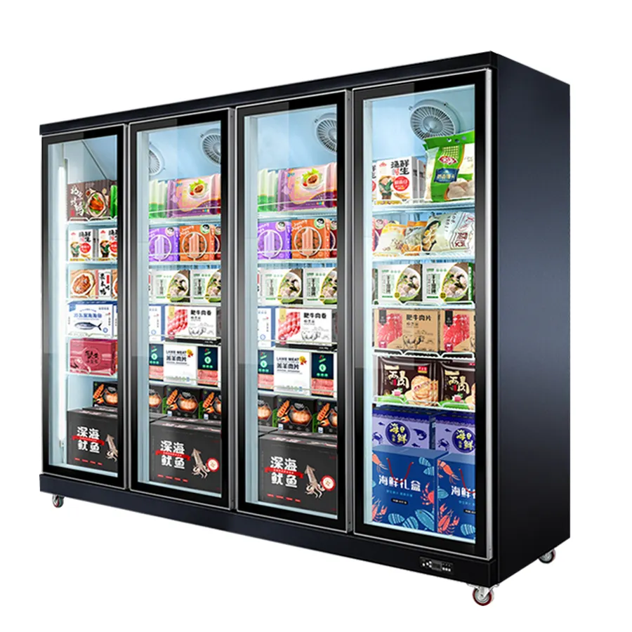 Congelatori verticali dell'esposizione del refrigeratore della porta di vetro trasparente dell'attrezzatura di refrigerazione commerciale del supermercato di vendita calda