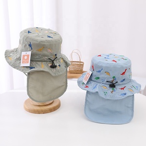 Sombrero de cubo para niños pequeños resistente al agua con protección solar, 2024 UPF 50 +, sombrero de cubo de playa azul con solapa trasera y cuerda