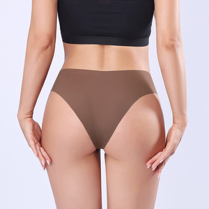 Logotipo personalizado sin costuras sin rastro No Show hielo seda en forma de V Tanga bragas ropa interior Mujer Sexy G-string sin costuras Tanga cómodo - Product Image 2
