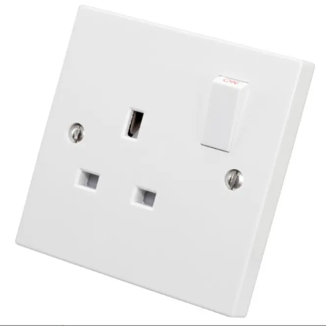 Abuk-enchufe de pared para el hogar, toma eléctrica de Metal con neón, blanco, baquelita, Reino Unido, 13a, 250v