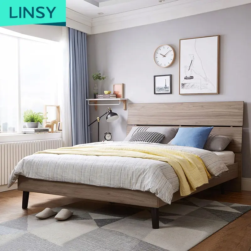 Linsy بسيطة تصميم سرير مزدوج خشبي الشرائح سرير ملكي خشب متين نمط السرير الفاخرة كاما دي كاسال DV1A