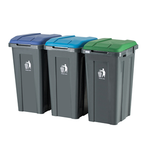 Contenedores de basura de reciclaje para interiores, cubo de basura de plástico para exteriores, cubo de basura con ruedas, Pedal de pie para estaciones de metro - Product Image 1