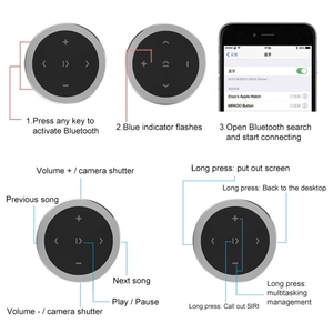 Commercio all'ingrosso In stock Car Senza Fili BT Telefono Multimediale Mobile Controller Multi-funzionale Volante Remote Controller (Nero) - Product Image 3