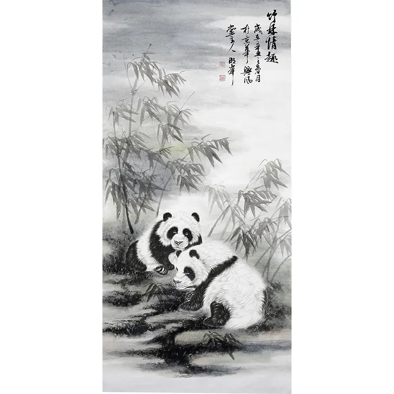 China Weimingfeng Panda Tiger Hand gezeichnete Landschafts malerei für Wohnzimmer