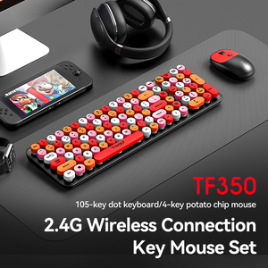 Tè al latte di più colori Slim carino pulsante rotondo ufficio senza fili Bluetooth tastiera e Mouse combo ragazze tastiera per Computer - Product Image 3