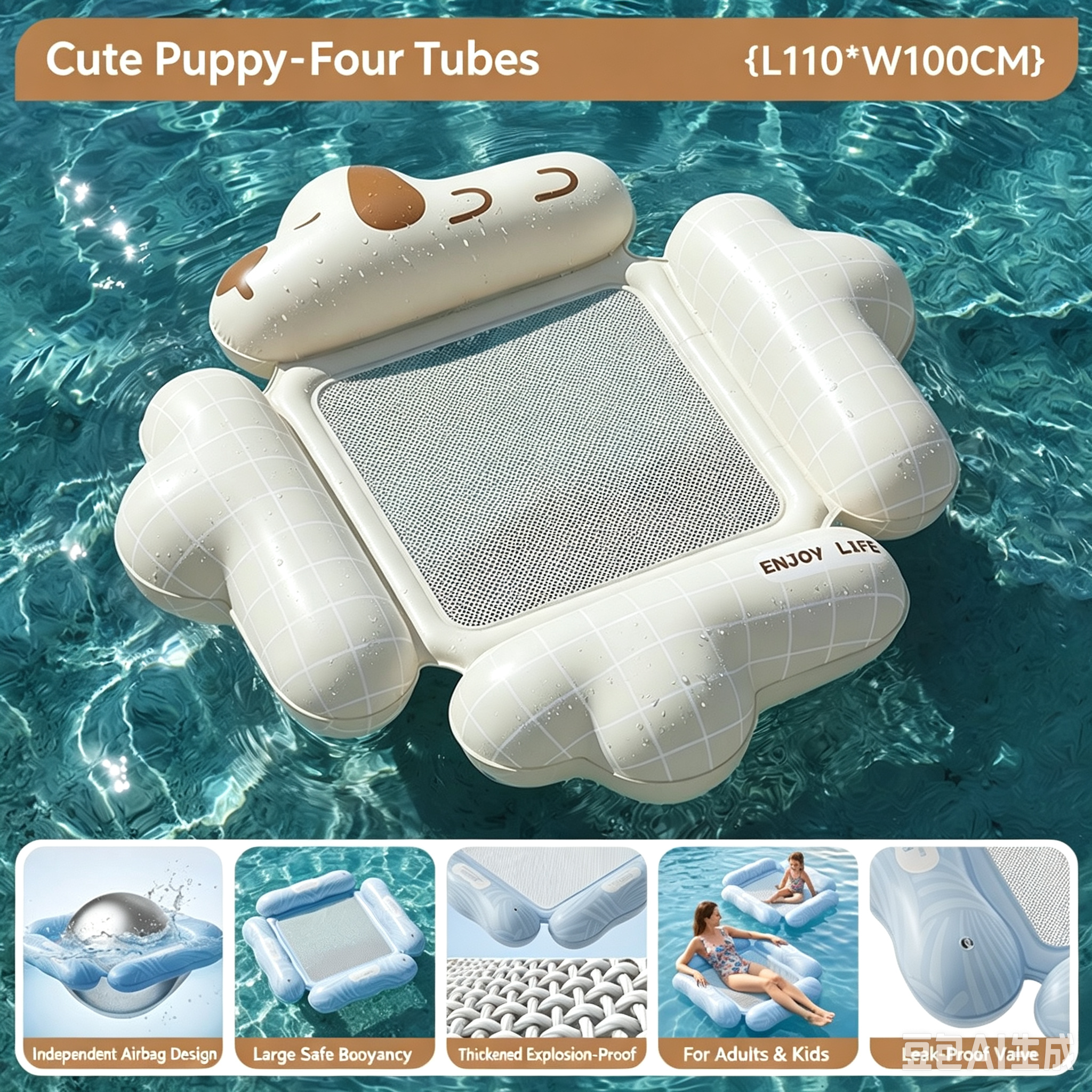 Blanco-Cuatro tubos-leche curativa wang fila flotante 125117cm