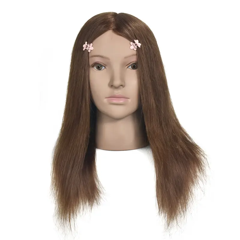XISHIXIUHAIR Salon 100% Real Hair Female Mannequin Head Training Head Styling Cosmetology Manikin Head