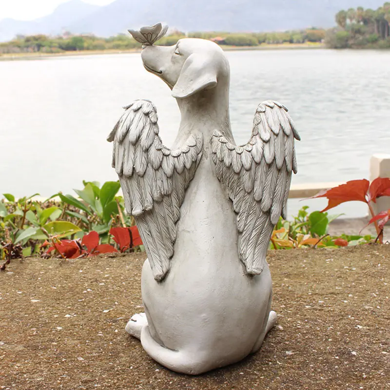 Hond Engel Beeldje Gedenkteken Tuin Graf Monument Marker Decor Hars Hondenbeeld Grafsteen Met Engelenvleugels Voor Verlies Van Hond