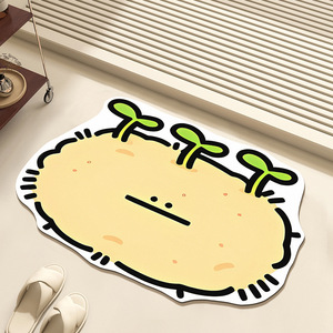 高档防滑浴垫防尘吸水数码印花Logo入口通道硅藻土浴室垫 - Product Image 1
