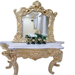 Ý sang trọng cổ điển giao diện điều khiển bảng vàng lá rắn gỗ sồi tủ quần áo đứng gương chất lượng cao phòng khách nhập khách sạn - Product Image 1