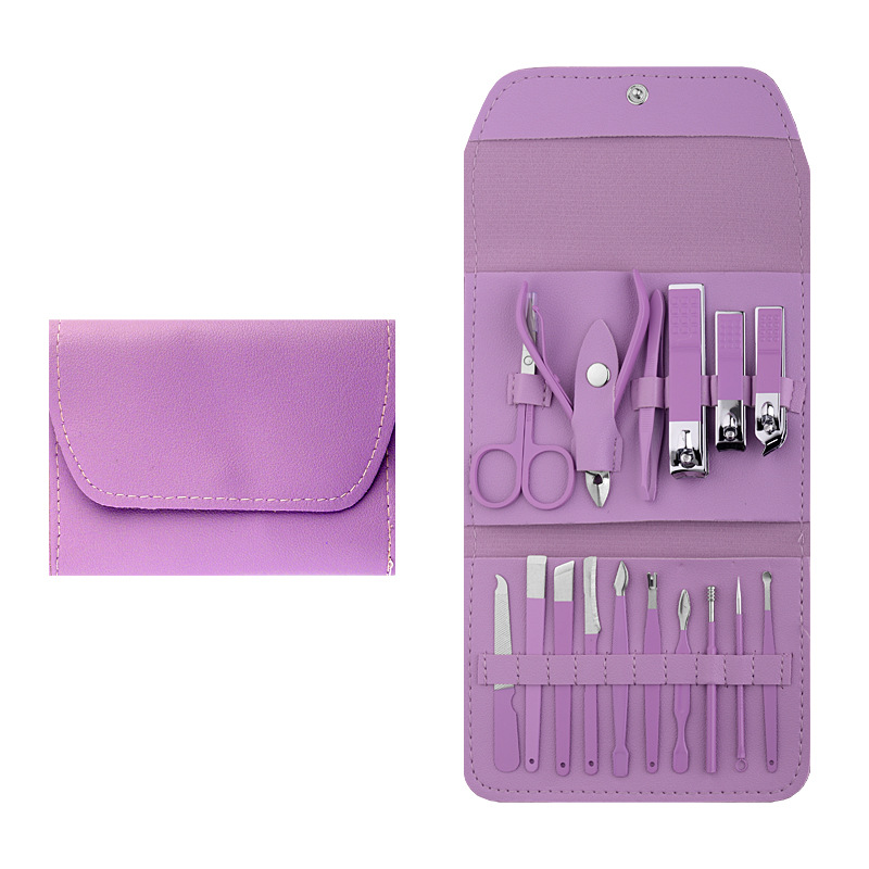 16 pcs ensemble de manucure pourpre