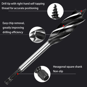 4 ขลุ่ยไม้สว่านเจาะบิต Hex Shank ไม้ Reaming ความแม่นยําตัดพื้นขอบตําแหน่งที่แม่นยําหลุมลึกตัดอย่างรวดเร็ว