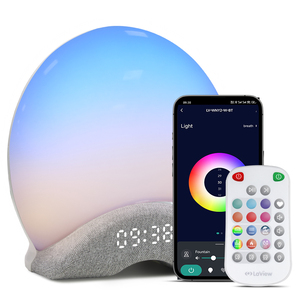 LEDナイトライト付きスマートホワイトノイズマシン25リラックスした音と8つのリズムモードサンライズウェイクアップライト睡眠用 - Product Image 1