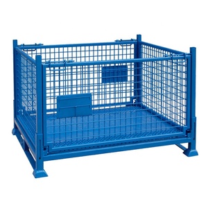 Transporte plegable Almacenamiento apilable Contenedores de malla de alambre Jaula de almacenamiento de acero plegable - Product Image 2