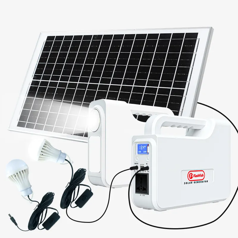 Batterie LifePO4 avec lumière LED 300W Centrale électrique portable Stockage de batterie Générateur solaire 500W avec panneaux solaires Ensemble complet