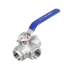 不锈钢NPT BSP 1.6mpa带柄锁不锈钢304 316 t口手动2英寸三通螺纹球阀 - Product Image 4