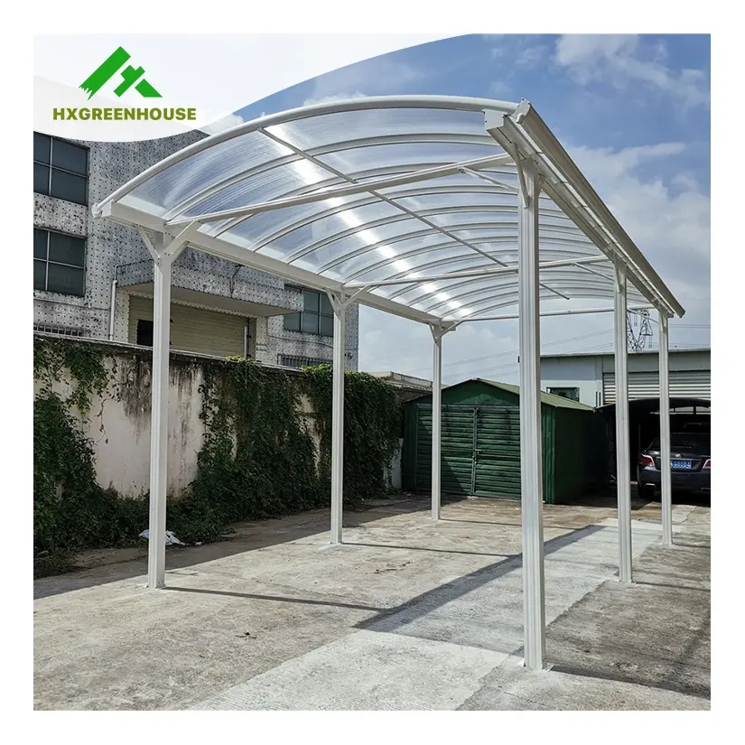 Enkele Aluminium Bouwen Rv Luifel 4X10M Alluminio Prezzi Dome Frame Wassen Carports Auto Poort Enkele Helling Alu carport