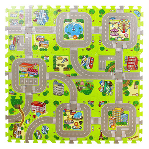 9ピース/セット交通プレイマットパズルカーペットキッズEVAフォームスポーツ & 教育玩具都市生活カーペットプレイマット