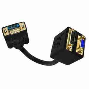 VGAオスからVGA + DVI 4K解像度ケーブルPVCジャケット1対2スプリッター接続24 + 5ピン - Product Image 4