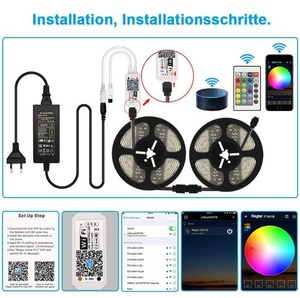 Striscia LED RGB con telecomando per TV, Kit luce flessibile 12V 5M 10m, App per musica intelligente, Wifi - Product Image 4