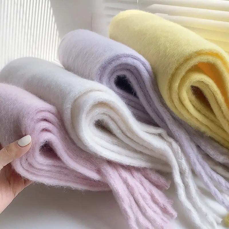 Schlussverkauf hochwertiger Winter-Floschenschal solide Farbe Imitation Kaschmir-Schal für Damen warm