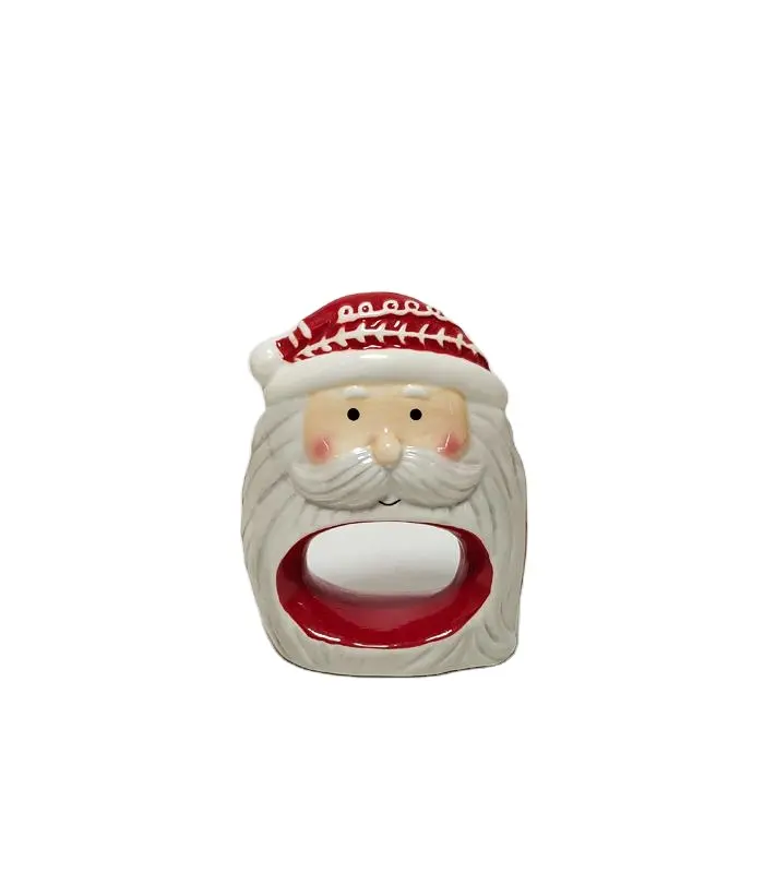 Servilletero navideño con copos de nieve, soporte de papel tisú de cerámica con doble estampado con diseño de Papá Noel para ocasiones de Pascua