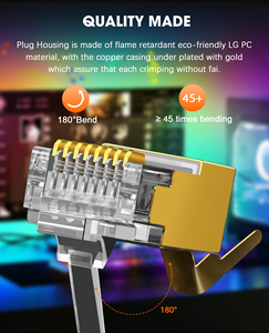 CAT8 modüler fiş geçmeyen 3-Prong 50μ altın kaplama RJ45 konnektörler gerinim kabartma botları ile Ethernet kablosu konektörü - Product Image 4