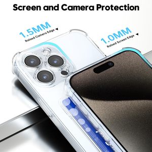 透明ウォレットケースクレジットカードApple IPhone 15 Pro Max 14 Plus 13 12 11用の薄いスリムTPUシリコンソフトフォンケース - Product Image 5
