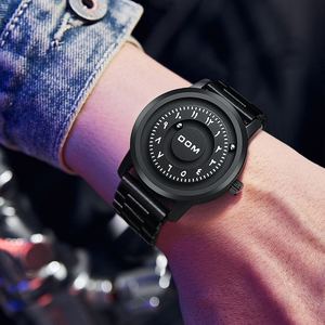 DOM 1769 gli uomini al quarzo personalità della moda creativo scorrimento palla di ferro puntatore magnetico impermeabile per gli orologi maschili regalo - Product Image 1