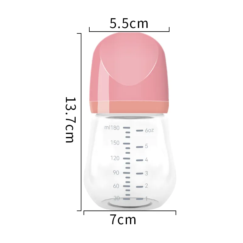 Bottiglia di vetro per ciuccio in Silicone Super morbido da 180ml bottiglia d'acqua per collo largo ad alta temperatura da 5 once per neonati