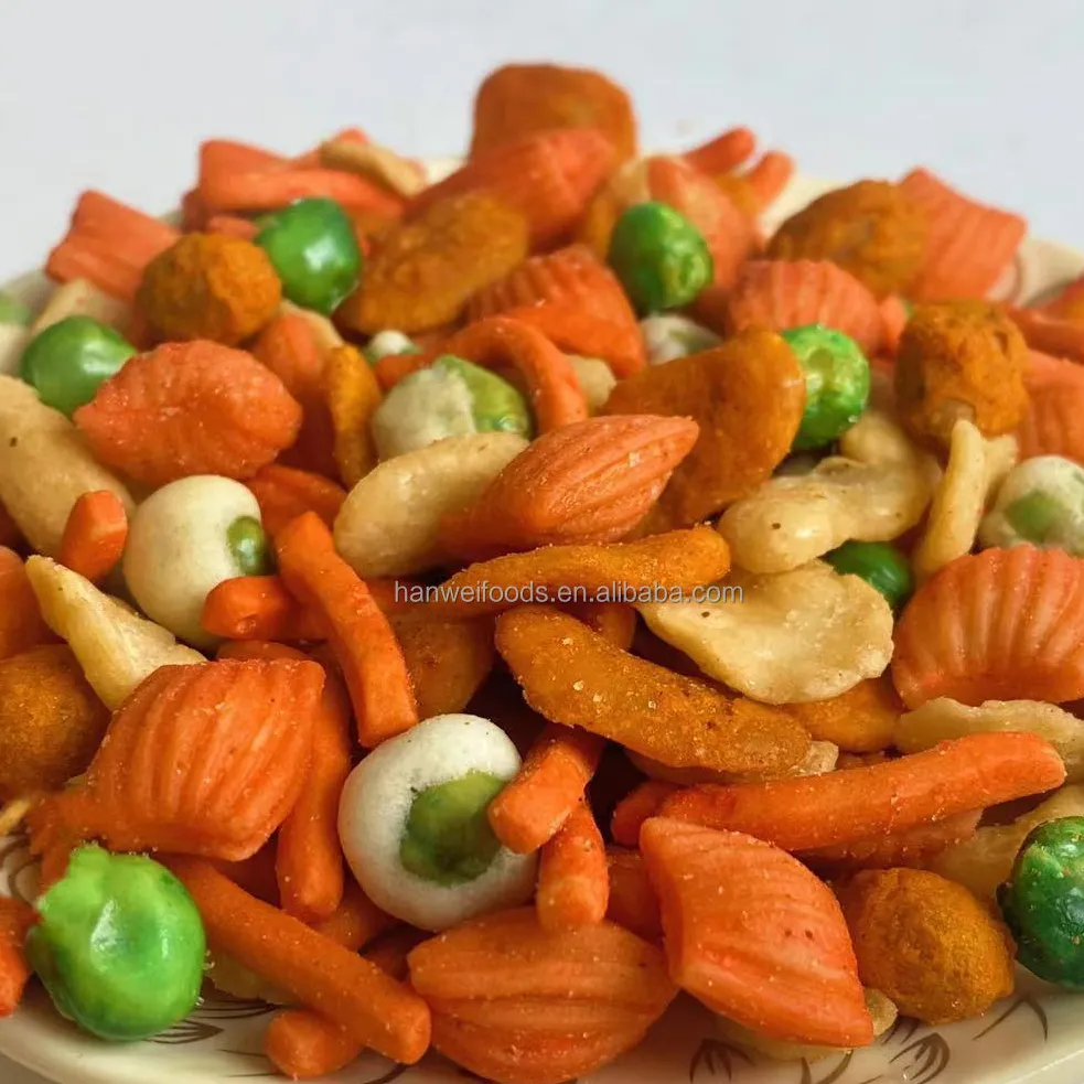 Hot Sale Asian Crackers Broad Beans Green Peas Coated Peanuts Mixed Oriental Snacks