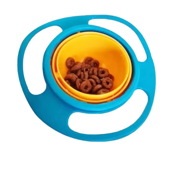 360 derece döndür dökülmeye dayanıklı kapaklı kase besleme bebek Gyro sallayarak kase yeme eğitim aracı