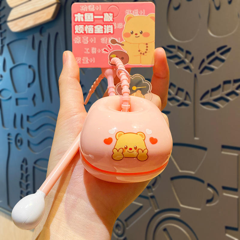 Porte-clés poisson bois ours beurre-rose biye