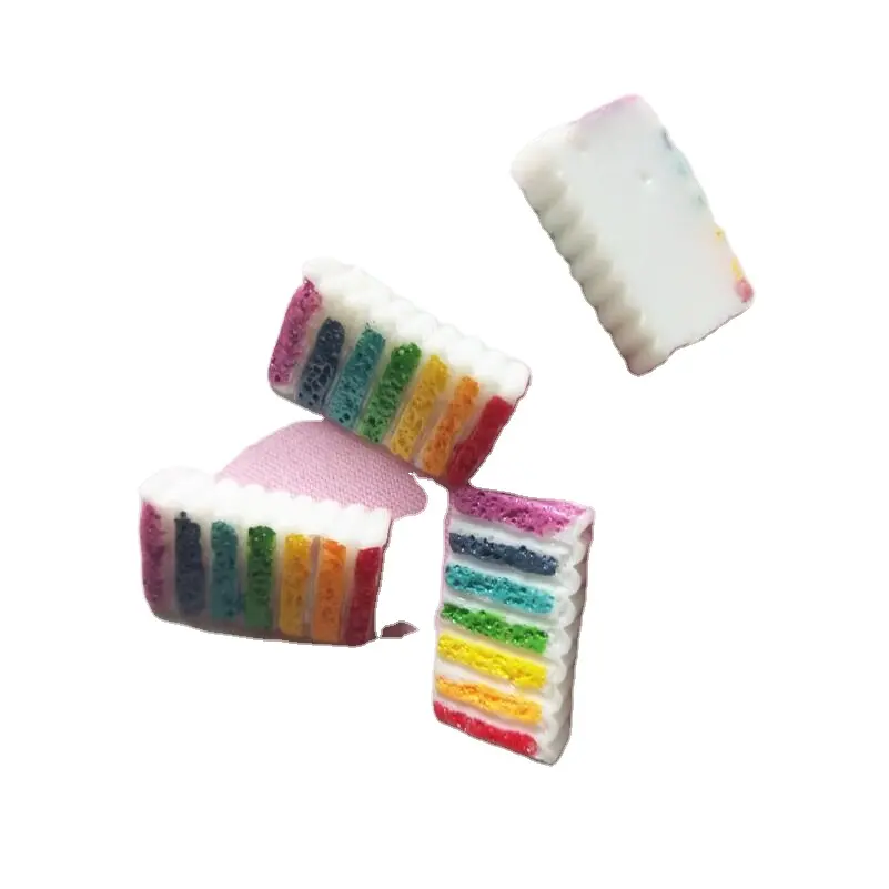 100 Uds Arco Iris pastel miniaturas resina joyería pendiente ornamento triángulo comida Artificial casa de muñecas jugar regalos