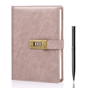 Cuaderno con cerradura de cuero gris para niñas, diario con contraseña y logotipo de empresa personalizado con certificaciones FSC ISO A5 B6 - Product Image 2