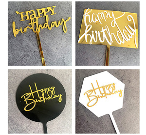 Bánh sinh nhật trang trí vàng đen Acrylic bánh Topper Đảng Baking bánh trang trí nguồn cung cấp Hạnh Phúc sinh nhật - Product Image 6