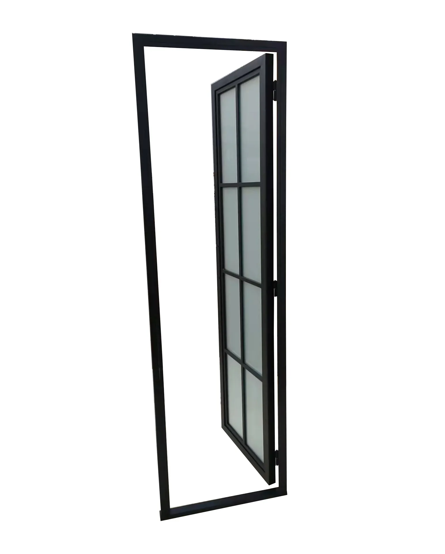 Basit tasarım çelik çerçeve cam döner kapı dış cam kapi siyah çerçeve