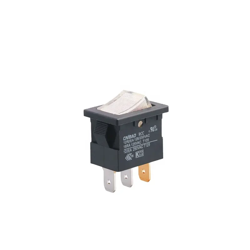 IBAO Rocker Switch Waterproof IP65 Design RCC Black Housing with Light 16A 125/250VAC for Sharing Device