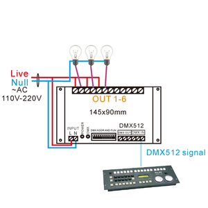 AC110-230V вход 6 каналов DMX диммер высокого напряжения dmdim HVDIM 6Ch Dmx512 декодер - Product Image 2