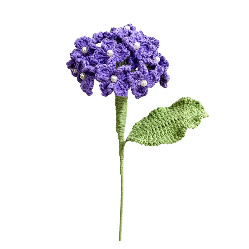 Woven Artificial Stem Knit Finished Knitted Ornament For Home Decor Gift Mother's Day Wedding hydrangea Crochet Flowers bouquet