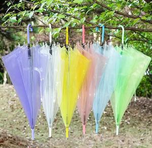 Transparent PVC Long Handle Straight Umbrella Candy-Colored 8 Bone <strong>Rain</strong> <strong>Cover</strong> for Travel Manual Control Clear Sun Protection - Product Image 2